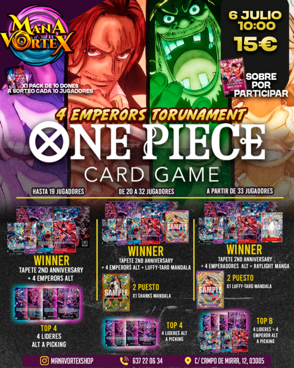 4 EMPERORS TORUNAMENT - ONE PIECE TCG - MANA VORTEX